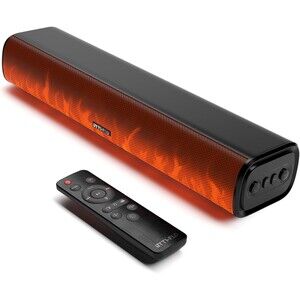 Bluetooth Sound Bar 16in TV Soundbar Remote 8 Flame LED Light ARC 60W Home Audio